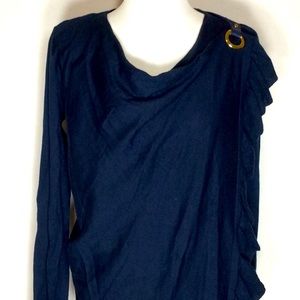 Lightweight Navy Sweater w/Buckle Closure